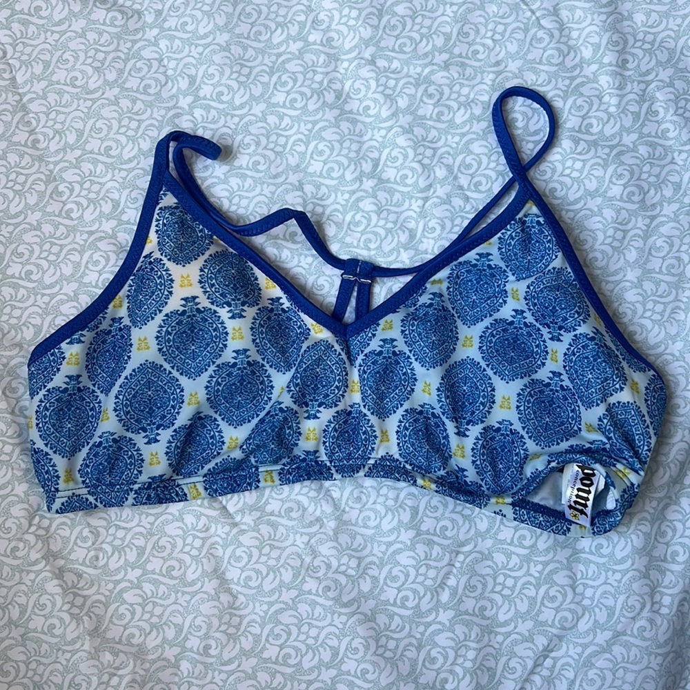 NWT blue and yellow swim suit top